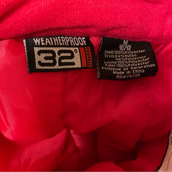 32 Degrees Youth Red Pockets Weatherproof Ski Snow Pants Size 10/12 - Picture 3 of 4
